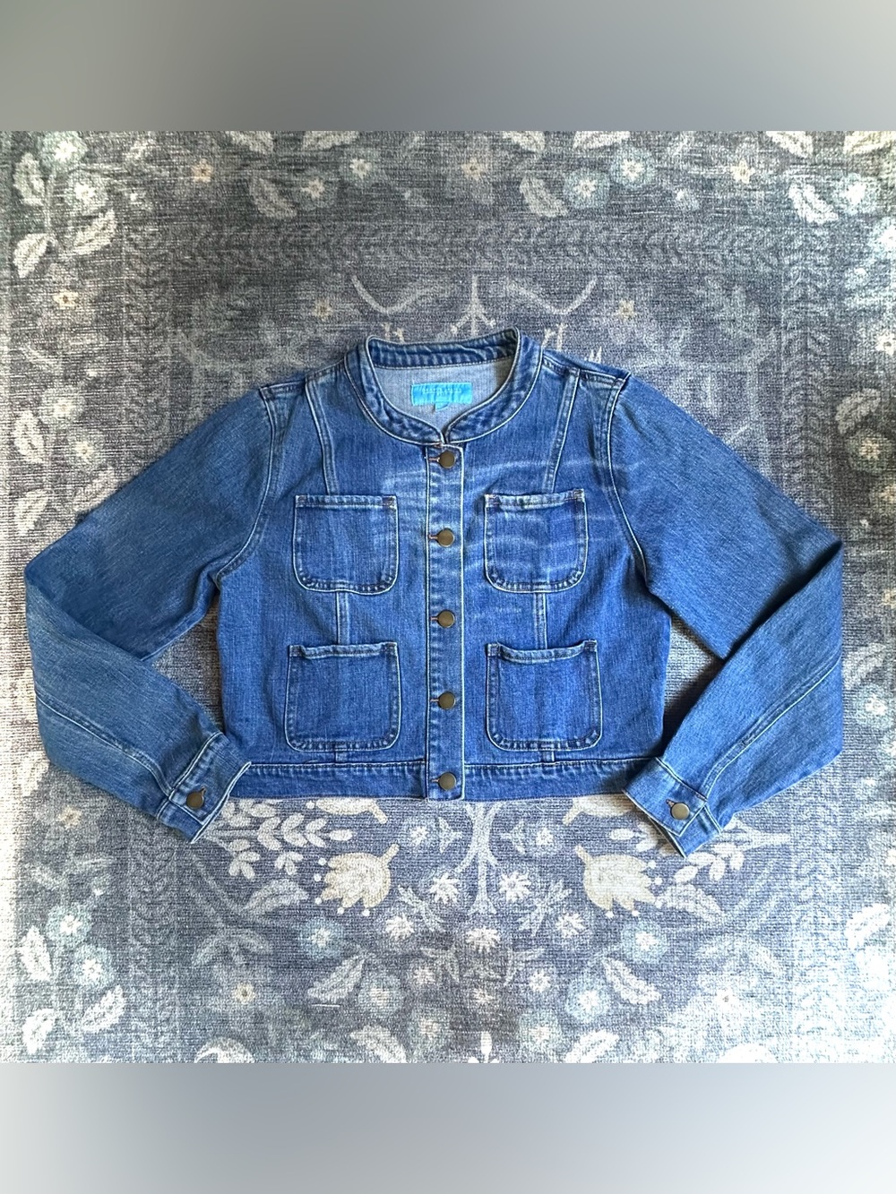 Draper James RSVP Collarless Denim Jacket L